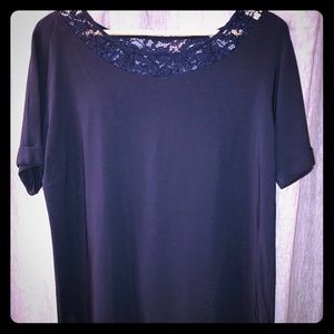 Erdem short-sleeve crepe top, navy sz. 10